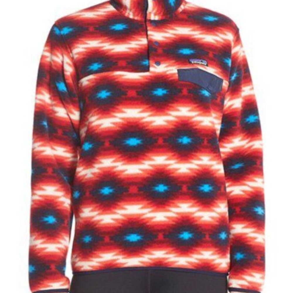 Patagonia Snap T Synchilla Fleece Pullover Red Wild Desert Aztec Size XS